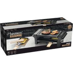 Bestron Bestron Raclette gril, mini gril pre 1 až 2 osoby, s panvičkami 2 a špízmi 2, 350 W, farba: čierna / drevo