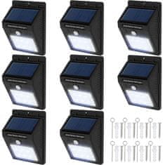 tectake 8 Vonkajších nástenných svietidiel LED integrovaný solárny panel a detektor pohybu