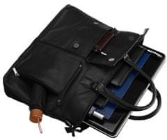 Nobrand Obdĺžniková taška na notebook z prírodnej kože s nastaviteľným popruhom