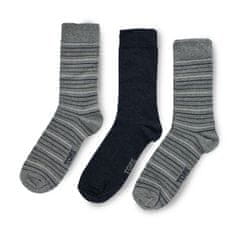 TORE 3 páry pánske recyklované ponožky prúžkované Farba: Šedá