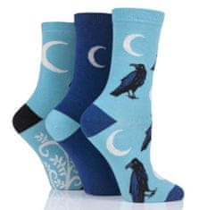 WILD feet Dámske módne veselé vtipné bavlnené ponožky HAVRAN 3 páry