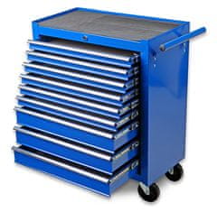Montážny servisný dielenský vozík náradie 9 ZÁSUVIEK na ložiskách - Modrý